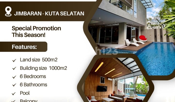 FOR SALE LUXURY VILLA WITH LARGE POOL AND BEAUTY ROOFTOP GARDEN AT JIMBARAN BALI
