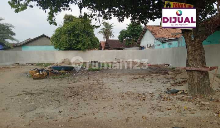 Tanah rata luas 610 m2 sudah di pagar siap guna di Jl Raya Sumberjaya Tambun