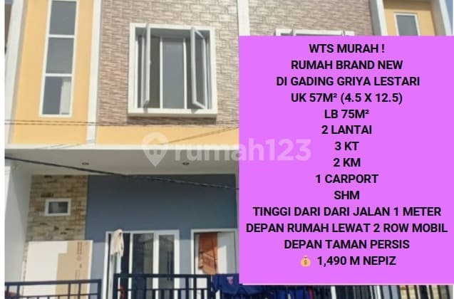Dijual Murah Rumah Brand New di Gading Griya Lestari