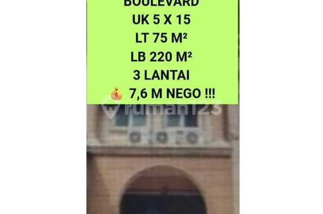 Dijual Bu Ruko Pik Boulevard. Luas 5X15m
