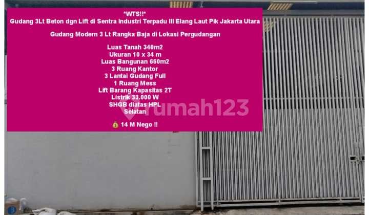 3-Storey Concrete Warehouse with Lift in Sentra Industri Terpadu III Elang Laut PIK, North Jakarta 3-Storey Concrete Warehouse with Lift in Sentra Industri Terpadu III Elang Laut PIK, North Jakarta