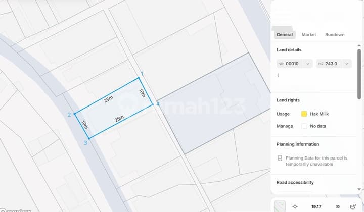 Tanah Siap Bangun 243m² di Sayap Riau, Lebar Muka 10 Meter