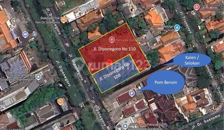 Dijual Tanah Kosong Raya Dipenegoro Pusat Kota Surabaya