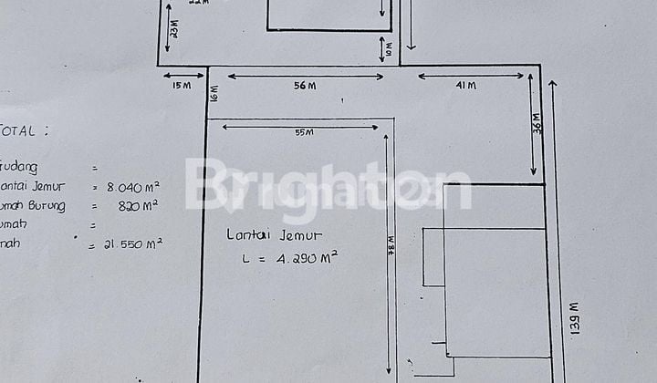 DIJUAL GUDANG, RUMAH WALET, LAHAN JEMUR DI WULUHAN AMBULU