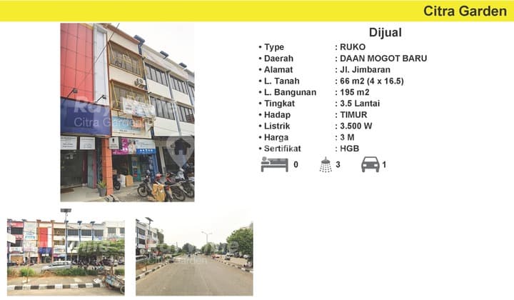 Dijual Ruko Bagus 195 m2 Daan Mogot Baru, Jakarta Barat 0012-RIZ