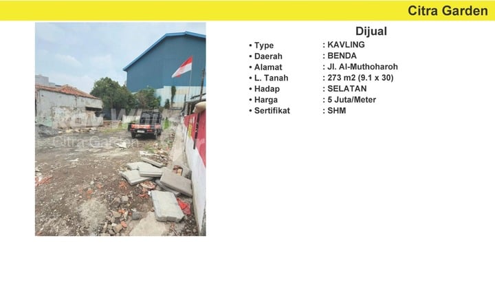 Jual Tanah Strategis Murah Akses Toll, Benda Tangerang 0032-Hey