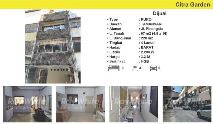 Dijual MURAH Ruko Bgs 220 m2 Pinangsia, Jakarta Barat 0021-CRSSUS