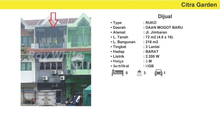 Dijual Murah Ruko 2 Lantai HGB Strategis Daan Mogot Baru 0020-Hos