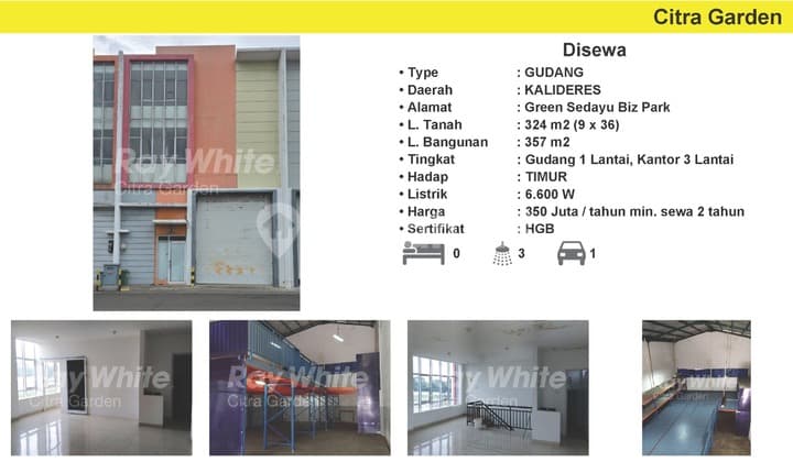 Disewakan Gudang+Kantor 3 lt 357 m2 GreenSedayuBizpark 0016-PAU
