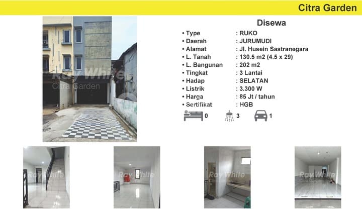 Disewakan Dekat Akses Tol, Ruko, 3 Lantai 00037-Agscrs