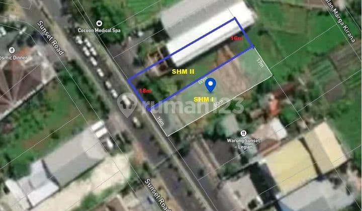 Disewakan Tanah di Jalan Utama Sunset Road, Badung, Bali