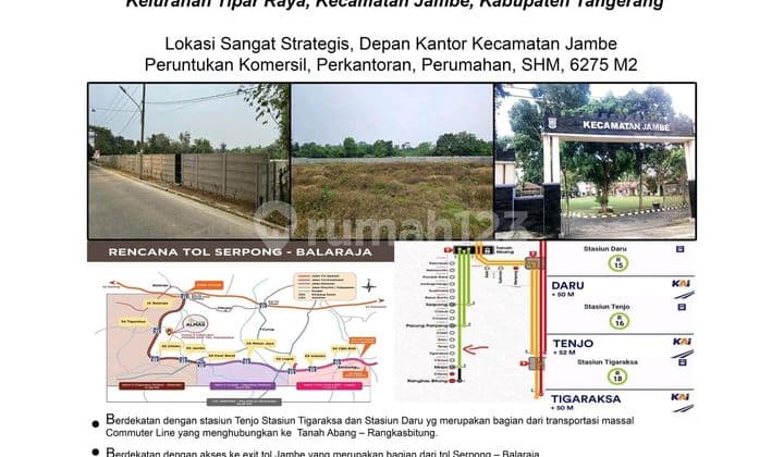 Jual Tanah Depan Jalan Utama Tanah di Jambe SHM 6250.0 M²