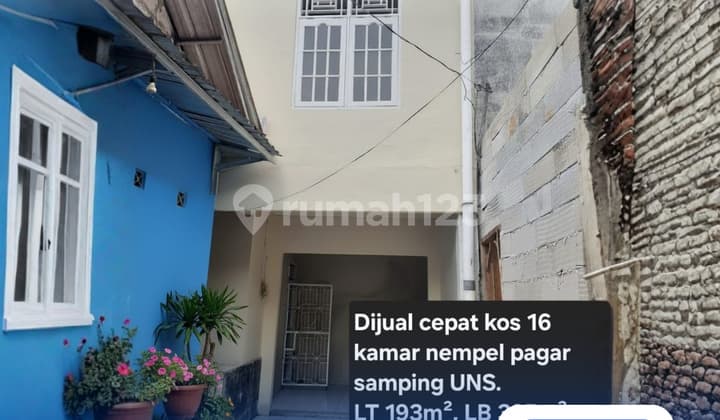 Dijual Kos 16 Kamar - Nempel Pagar Samping UNS, Lokasi Super Strategis