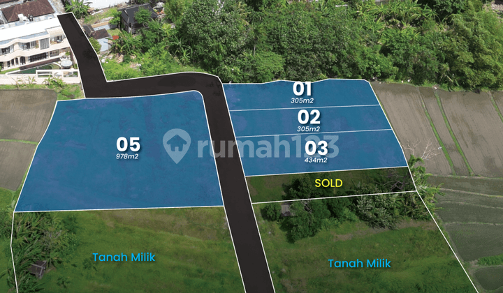 Tanah Strategis Area Villa Luas Beragam Dekat Canggu