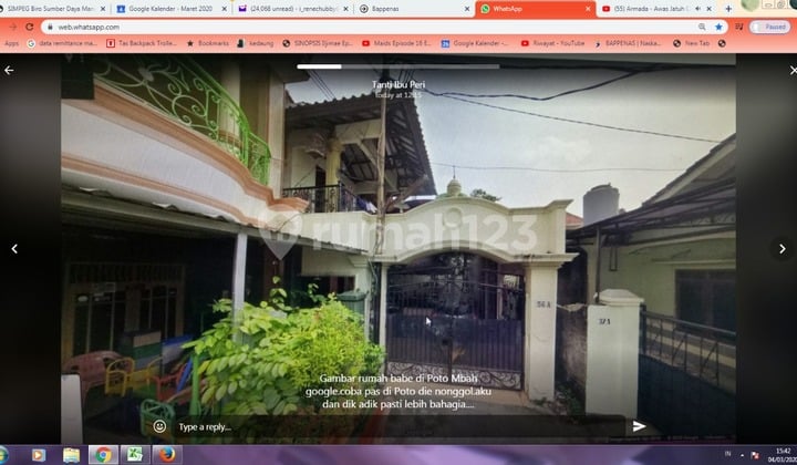 Dijual Cepat Rumah 3 Lantai (Bu) Jatiwaringin Pondok Gede L)