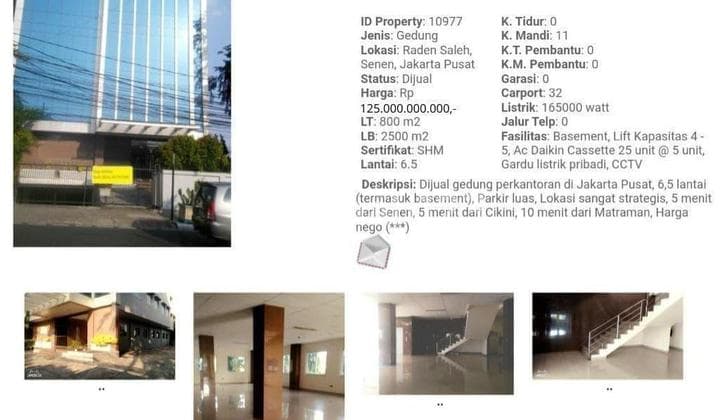 Dijual Gedung Kantor Brand New Raden Saleh Jakarta Pusat