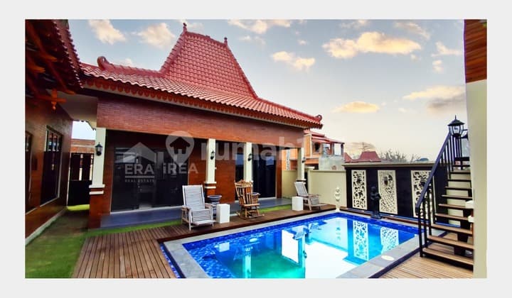 Rumah Dijual Etnik Joglo di Prambanan Jogja, View asri, Ada Kolam Renang