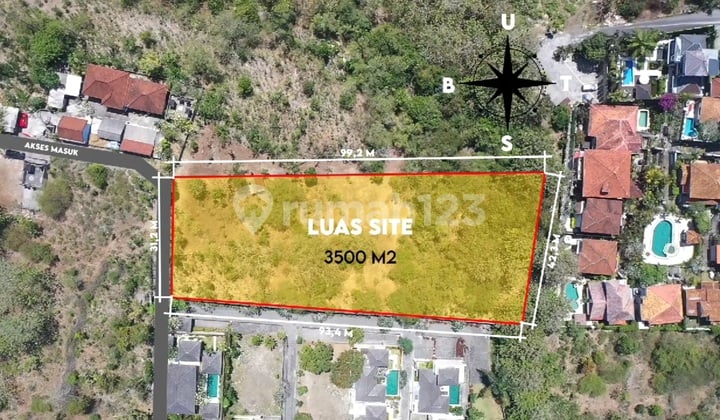 Tanah Dijual Terletak Di Jalan Melasti, Ungasan Cocok Untuk Bangun Villa Dan Perumahan