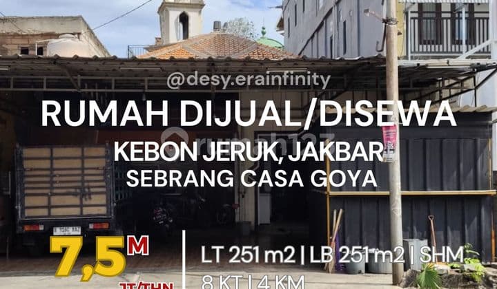 Dijual/Disewa Rumah Sebrang Casa Goya, Kebon Jeruk, Jakarta Barat