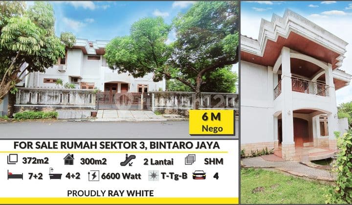 Rumah Hook Mediterania di Bintaro Jaya Luas Tanah 372m2 Harga 5,5M Nego