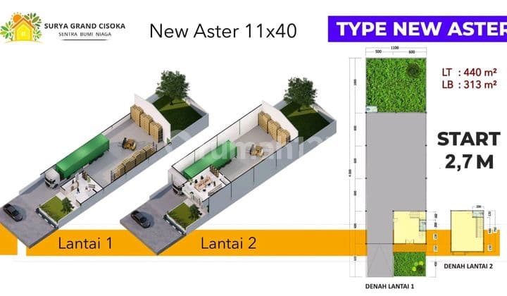 Gudang 11X40 Lt 440 Lb 313 - di Surya Grand Cisoka Tangerang