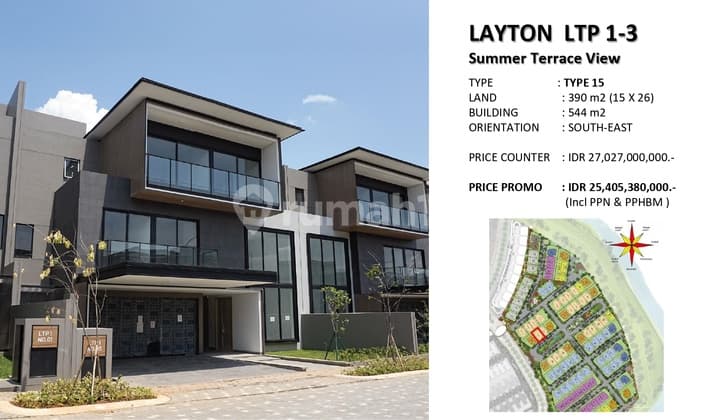 Rumah 3 Lantai Type 15 di Layton Nava Park Type 15 Bsd City Luas Tanah 390M2 Luas Bangunan 544M2 " Promo Harga Rp. 25,4 Miliar"
