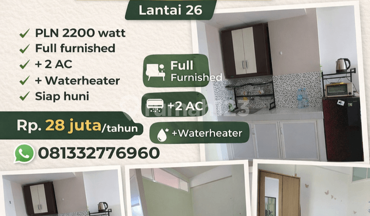 Disewakan Murah !Apartemen Puncak Dharmahusada Type 2 Br Furnished