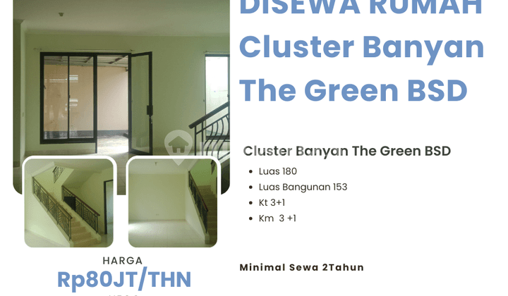 FOR RENT HOUSE IN BANYAN VILLE CLUSTER, THE GREEN BSD