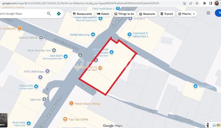 Wide 1128m² Commercial Land on Jl. H. Mencong, Ciledug