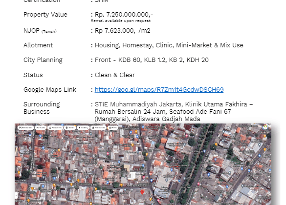 Tanah di Jl Payahkumbuh Menteng Atas Setiabudi Jakarta Selatan,