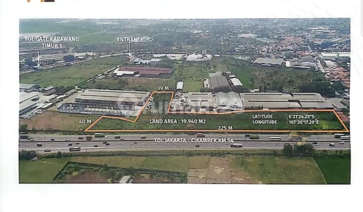 Kavling Zona Industri 10.000 M2 Cocok Komplek Pergudangan Industri Pinggir Jalan Interchange Karawang Timur Jabar
