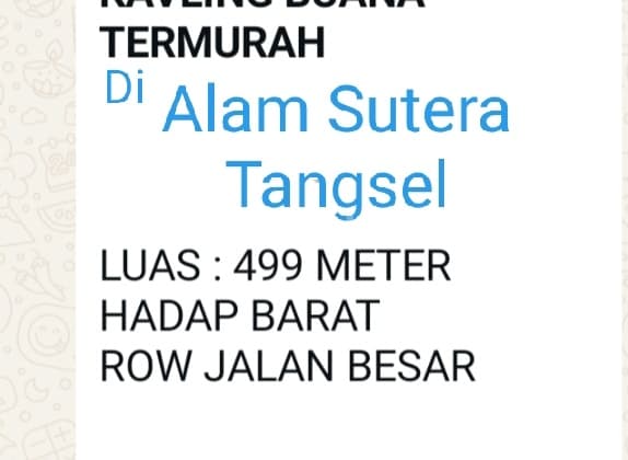 Kavling Badan Sutera Buana Alam Sutera.tangeeang Selatan