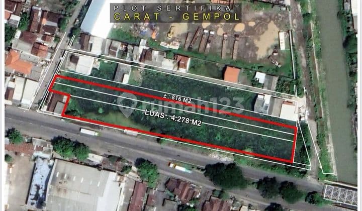 Tanah carat gempol pasuruan cck untuk gudang melebar nol.jalan