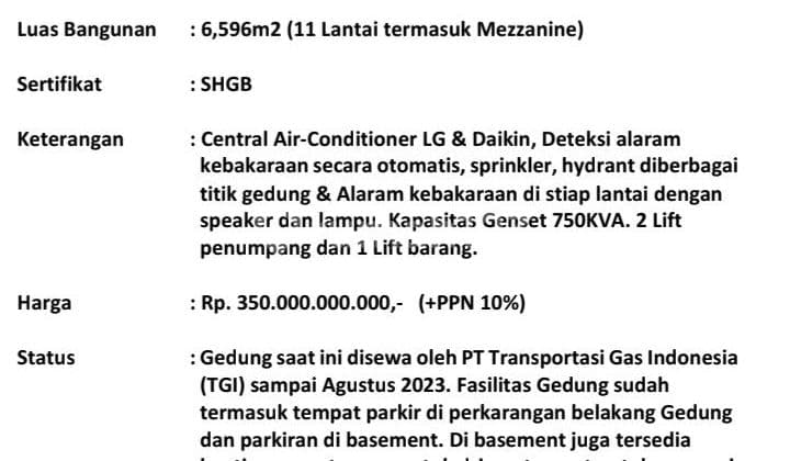 Jual Gedung Siap Pakai Kebon Sirih Murah Jarang Ada