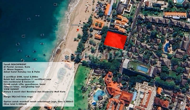 Tanah Premium Pinggir Pantai di Kuta,dikelilingi Mall Dan Hotel
