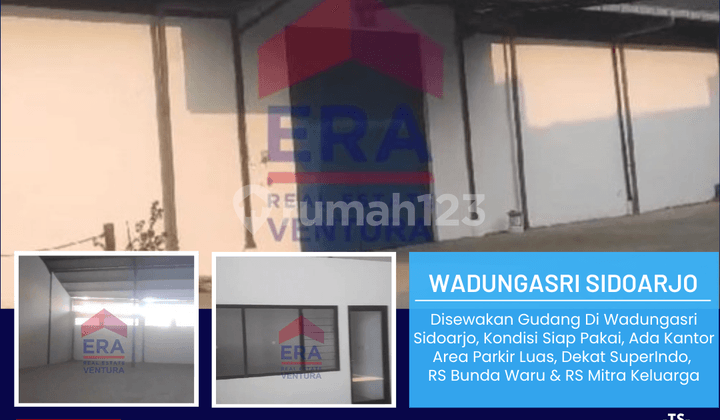 Gudang di Wadungasri Sidoarjo, Ada Kantor, Area Parkir Luas