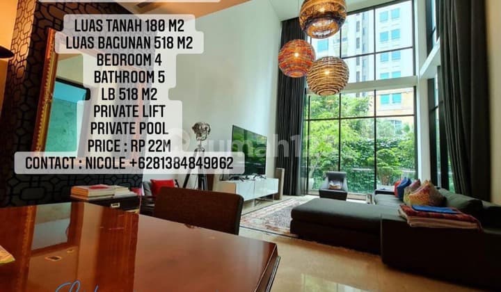 For Sale Townhouse Pakubuwono House Private Pool