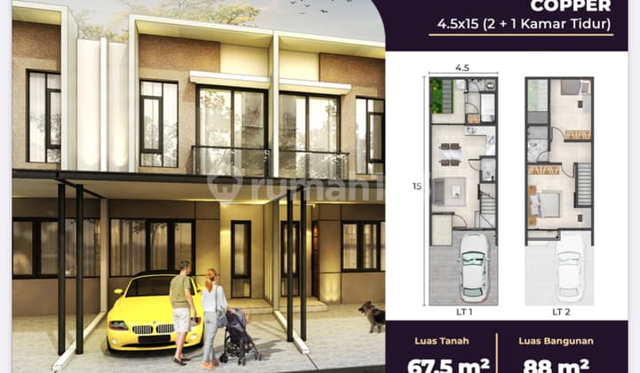 Jual Hanya 9 Juta Rumah Alabama Pik 2 4,5x15 Copper 67,5 M2 Program Dp 0% Selama 18 Bulan - Sell Only 9 Million House Alabama Milenial Pik2 4,5x15 67,5 Sqm 2 Floor
