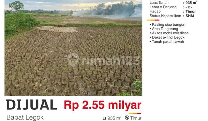 Dijual Kavling Siap Bangun Di Babat Legok Dekat Exit Tol Legok