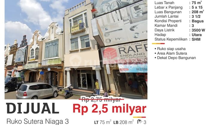 Hot Listing Dijual Ruko Siap Usaha Ruko Sutera Niaga 3 Alam Sutera