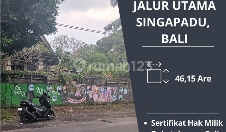 Dijual cepat tanah dan bangunan di jalur utama singapadu ke ubud dekat bali zoo
