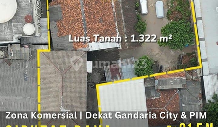 Tanah Pondok Pinang dibawah njop 16 Juta, Ijin 5 Lantai dekat Pim Mall