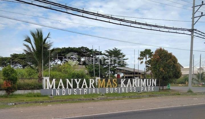 DEKAT PELABUHAN JIIPE Tanah Siap Bangun 3467m2 di Pergudangan Manyar Mas Karimun Gresik Lebar Dpn 74m2 Bisa Dibangun 6 Gudang Lt 12x45