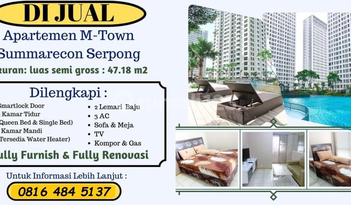 2BR Full-Furnished Apartment Serpong M Town Residence Gading Serpong
