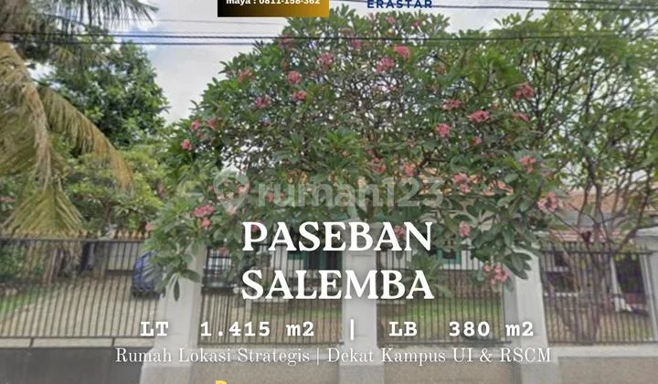 Rumah Luas Akses Stasiun Salemba Senen Jakarta Pusat