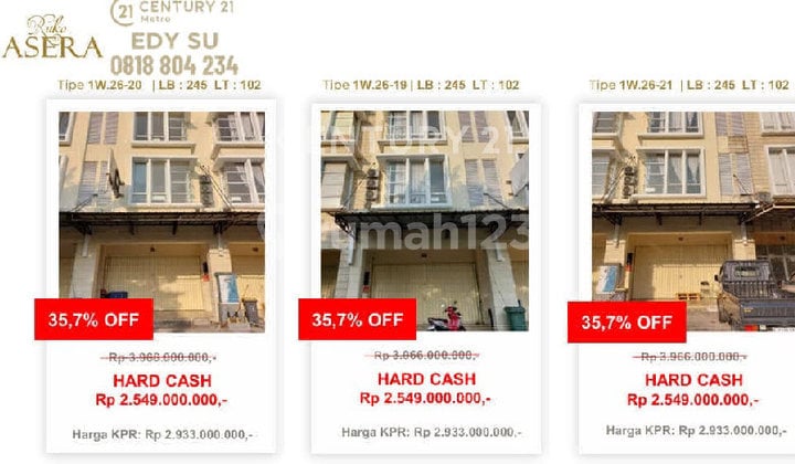 Di Jual Ruko Mewah Harga Murah,Dapatkan Unit Asera Discount 35%