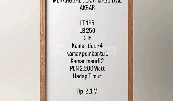 Dijual Rumah Murah Menanggal Dekat Masjid Al Akbar