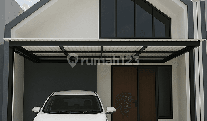 Rumah Skandinavia 1 Lantai Hadap Timur, Bonus Mezanin & 2 Carport