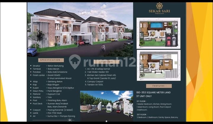 Rumah Modern Minimalis Lantai 2 Fasilitas Kolam Renang