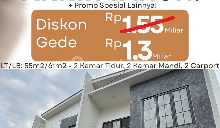 Rumah 2 Lantai Baru Lokasi Strategis Harga Nego